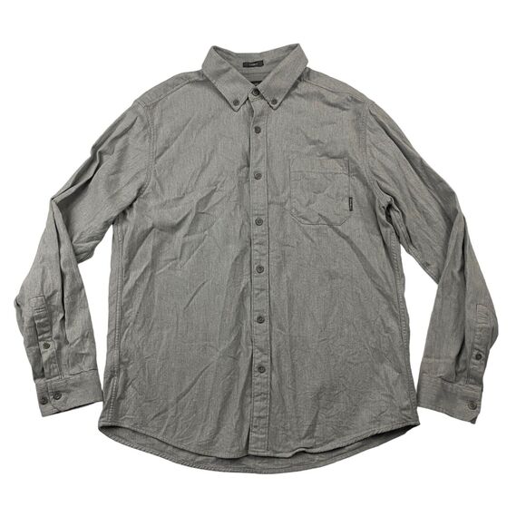 Eddie Bauer CLASSIC FIT Gray Herringbone Button Up Shirt Flannel L/S Sz L Cotton - Picture 1 of 11